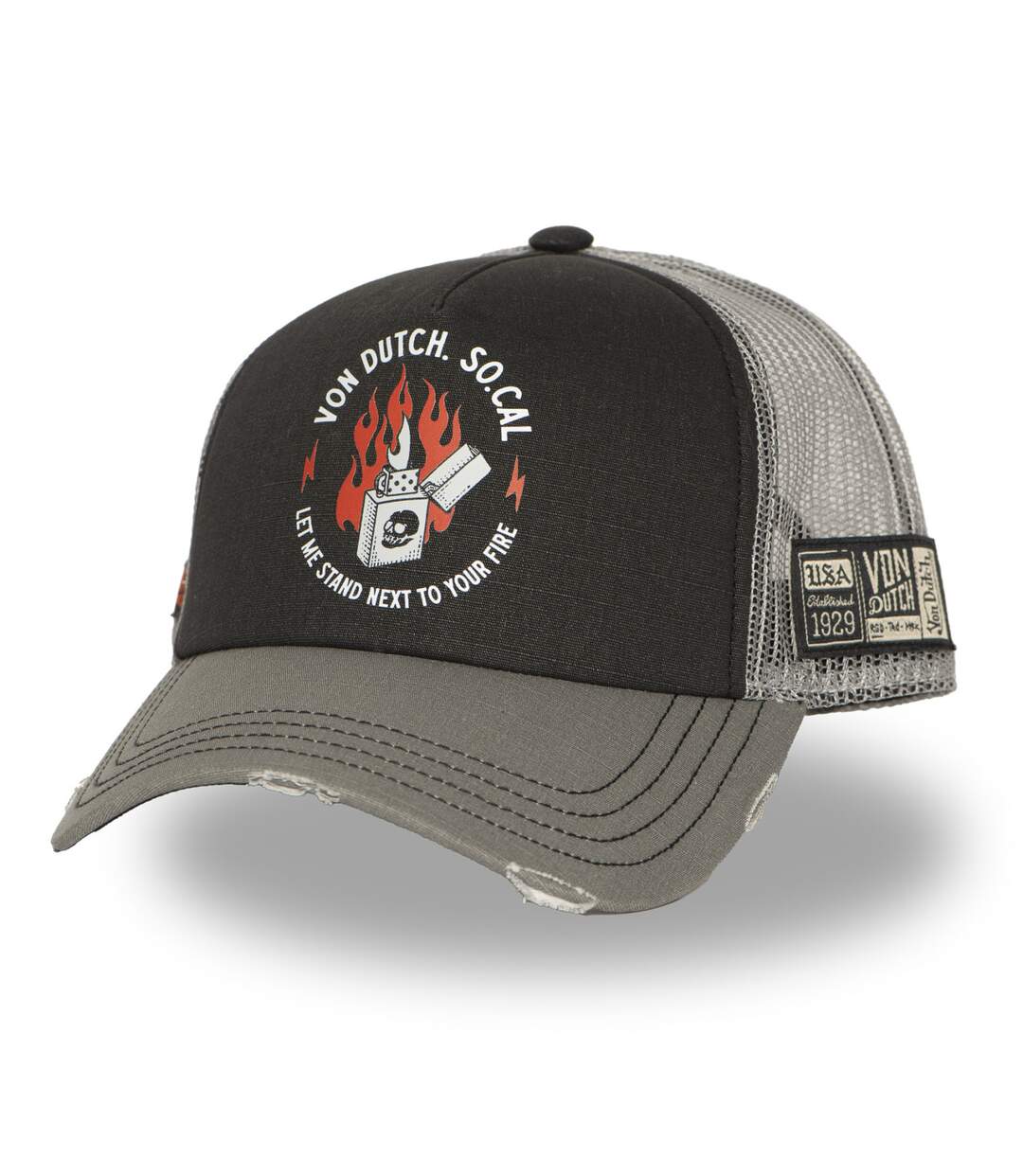 Casquette trucker avec filet souple effet bamboo avec print Crew Vondutch-1