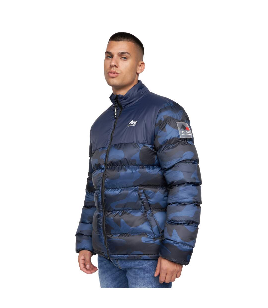 Mens Carlito Camo Oversized Padded Jacket Navy Born Rich-2
