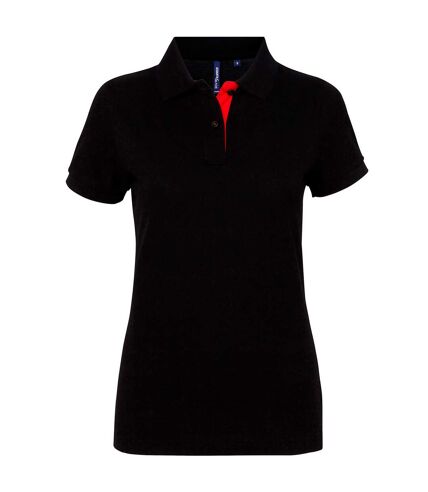 Asquith & Fox Womens/Ladies Short Sleeve Contrast Polo Shirt (Black/ Red)