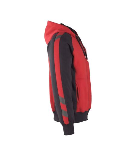 Mens Unique Wiesbaden Full Zip Hoodie Red Black Mascot