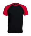 Kariban Mens Short Sleeve Baseball T-Shirt (Black/Red)