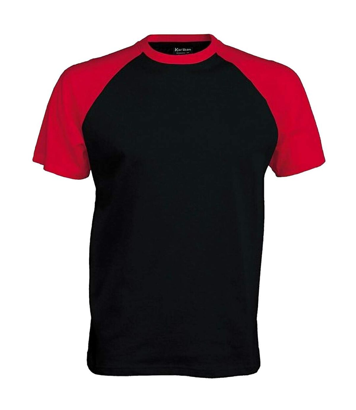 Kariban Mens Short Sleeve Baseball T-Shirt (Black/Red)