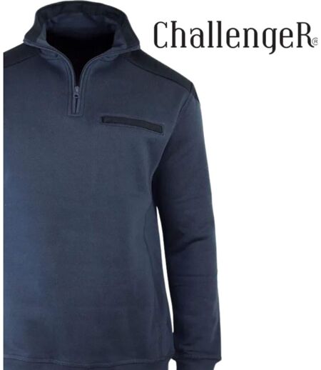 CHALLENGER BELFAST4 — Sweat col camionneur bleu marine : élégance sobre et robustesse