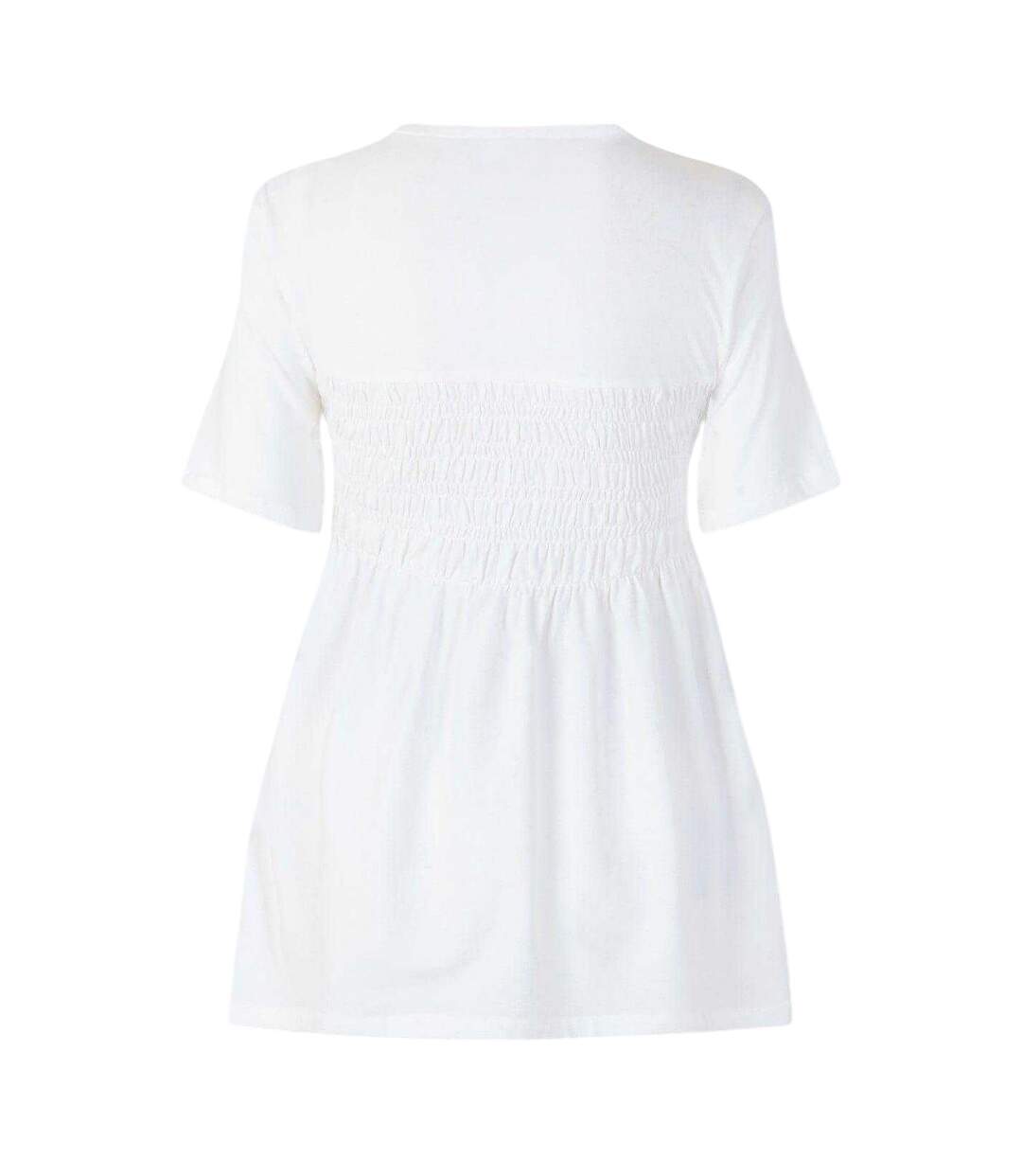 Robe T-shirt Motif/style Froncé Femme Blanc Neige Mamalicious-2