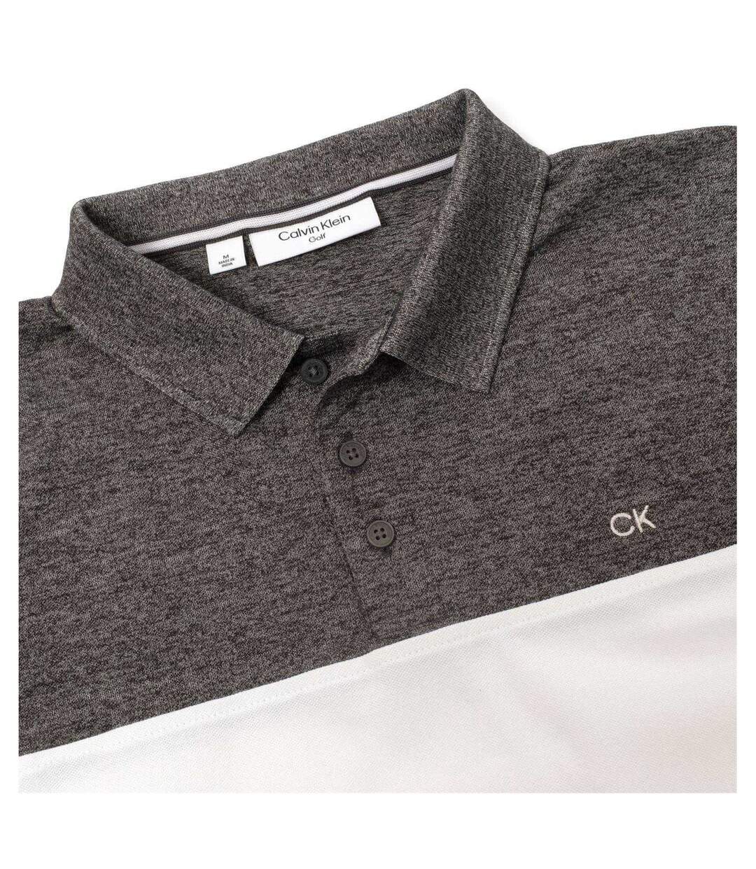 Mens Colour Block Golf Polo Shirt Charcoal White Calvin Klein-3