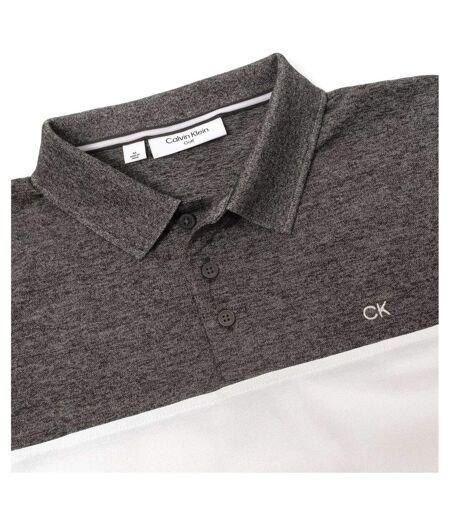 Mens Colour Block Golf Polo Shirt Charcoal White Calvin Klein