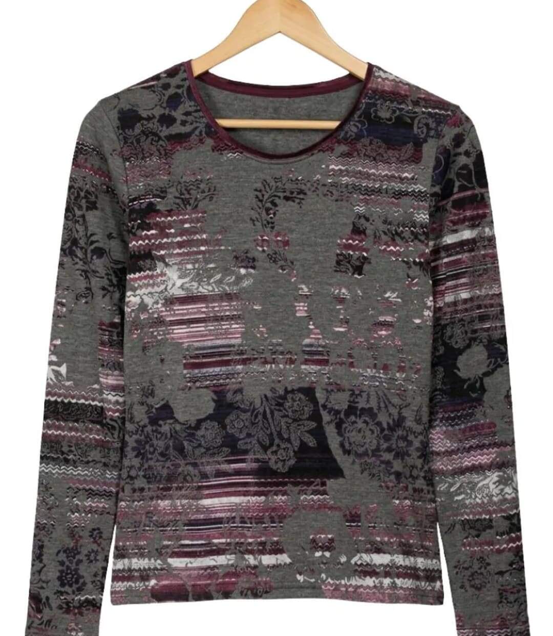 Tee-shirt MAYFLOWER RF141V col rond : l'élégance stretch au motif fleuri-2