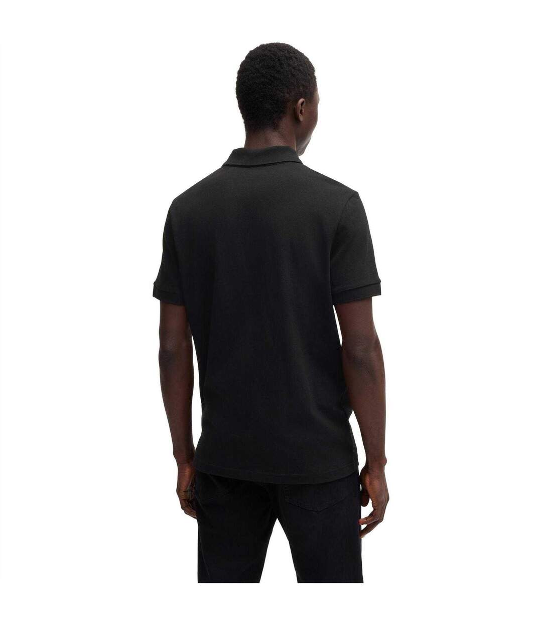 Mens Logo Quarter Zip Polo Shirt Black Boss-3