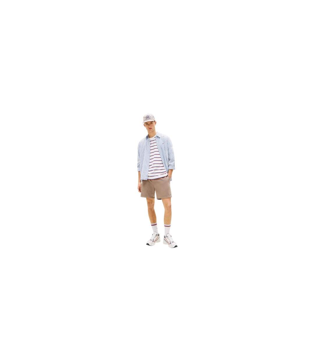 Short De Jogging Motif/style Logo Et Drapeau Homme Marron Clair Tommy Jeans-1