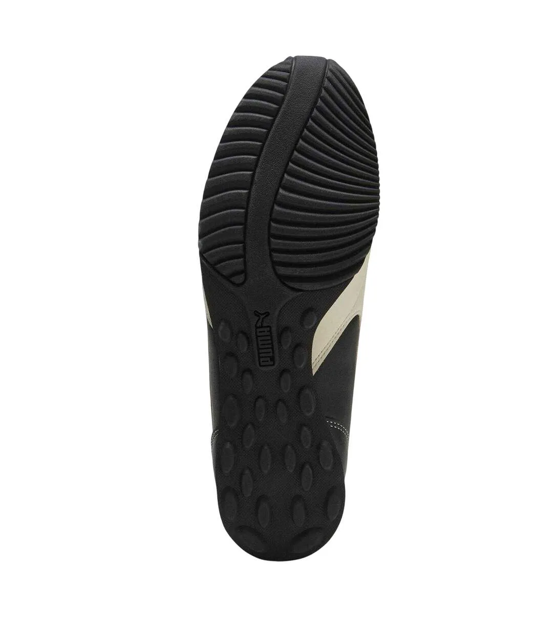 Mens Sprint Cowhide Leather Lace Up Trainers Black White Puma-3