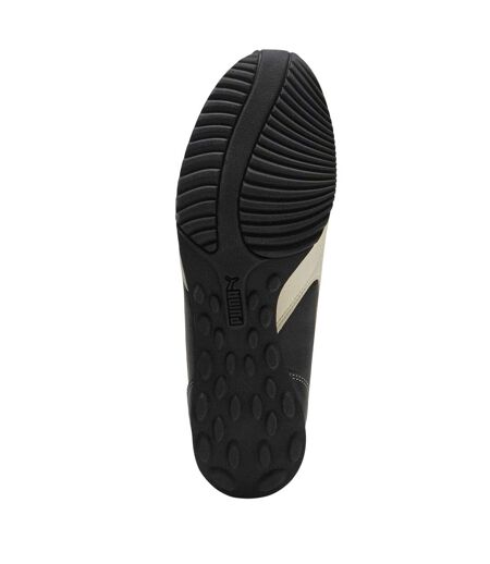 Mens Sprint Cowhide Leather Lace Up Trainers Black White Puma