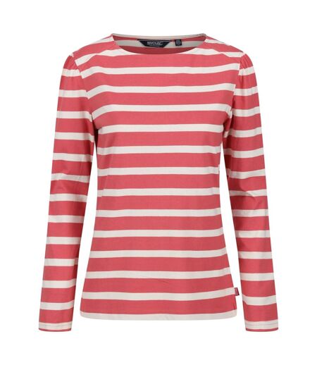 Womens/ladies Federica Stripe Long-sleeved T-shirt Mineral Red Light Vanilla Regatta