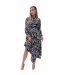 Robe Mi-longue Manches Chauve-souris Motif/style Imprimé Zèbre Femme Noir Blanc AX Paris-1