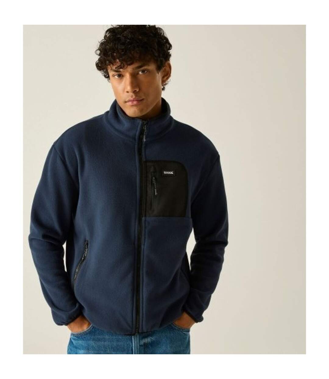 Veste Polaire À Col Montant Motif/style Détail Contrasté Frankie Homme Bleu Marine Noir Regatta-1