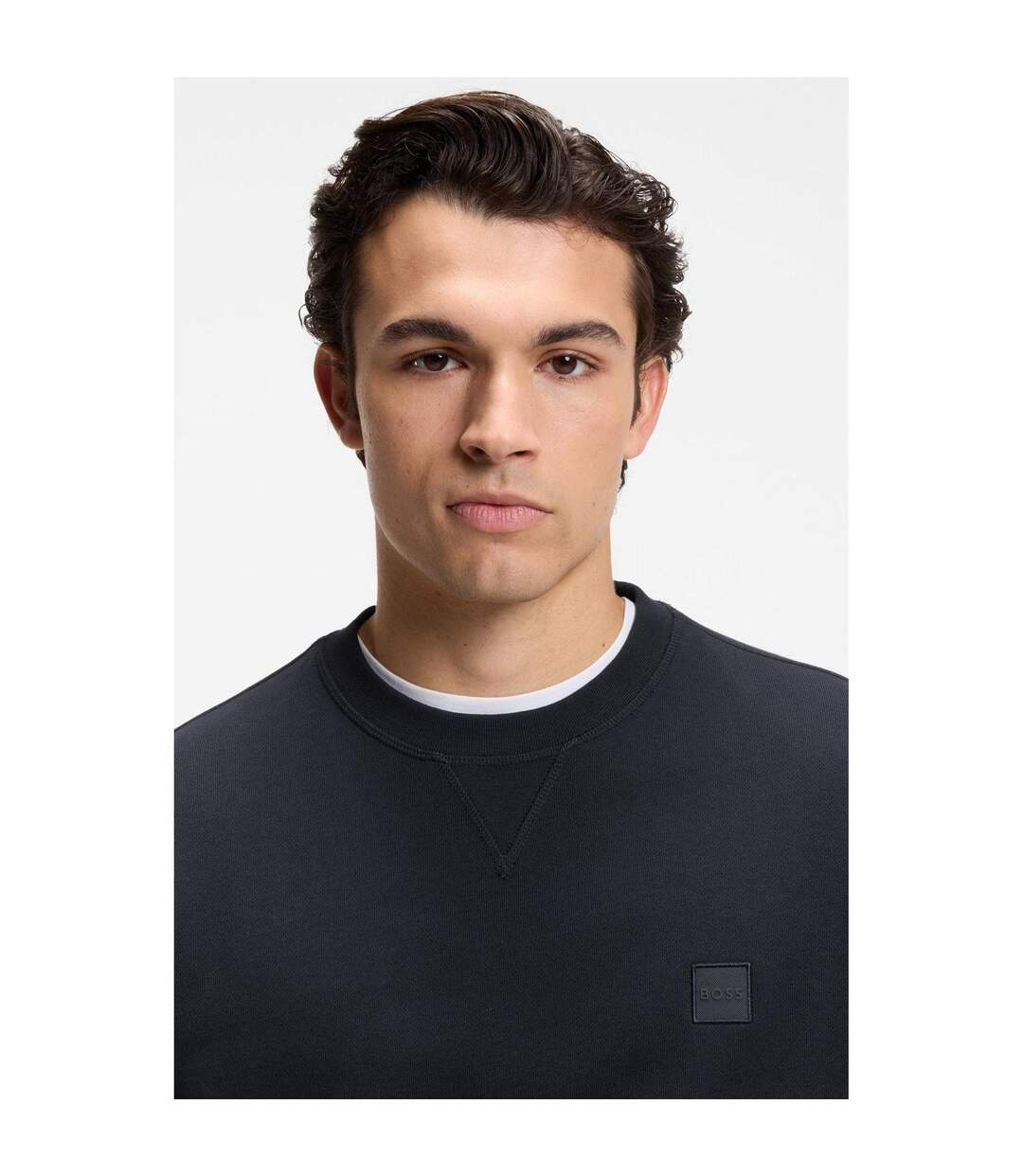 Mens Westart Premium Cotton Crew Neck Sweatshirt Dark Blue Boss-4
