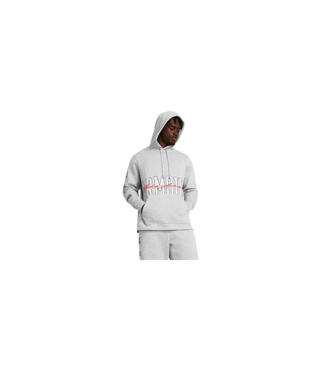 Sweat À Capuche Motif/style Imprimé Sur Manche Essential Homme Gris Givré Under Armour-1