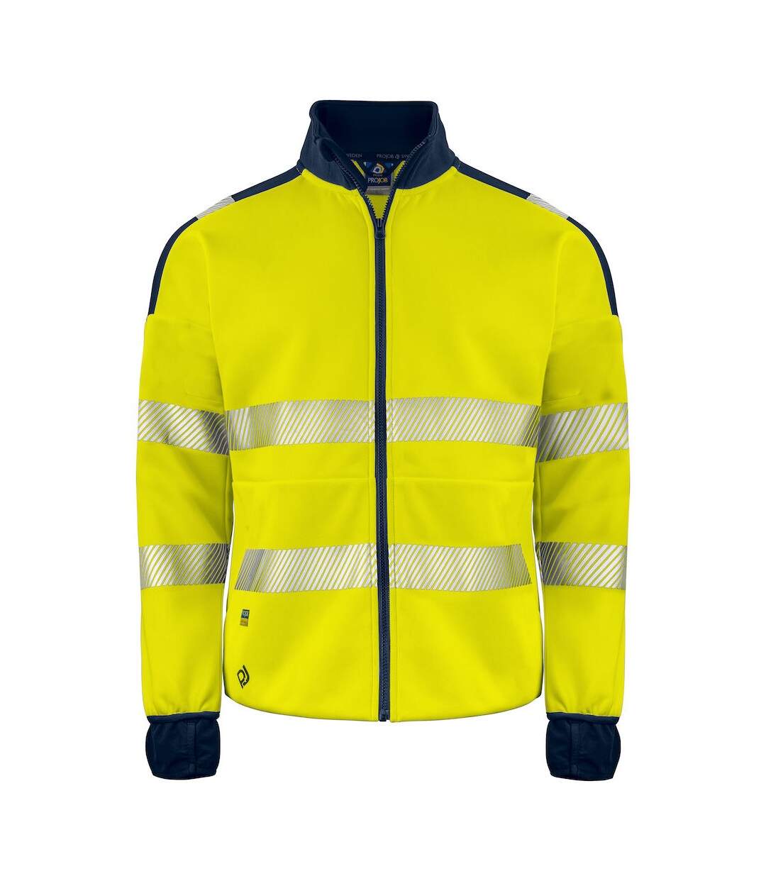 Mens Hi-vis Sweatshirt Yellow Navy Projob-1