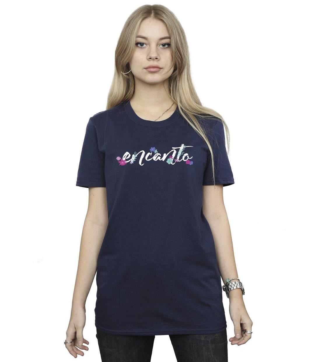 Disney Femmes/Les femmes Encanto Logo Coton Boyfriend T-Shirt (Bleu marine) - UTBI22413-2