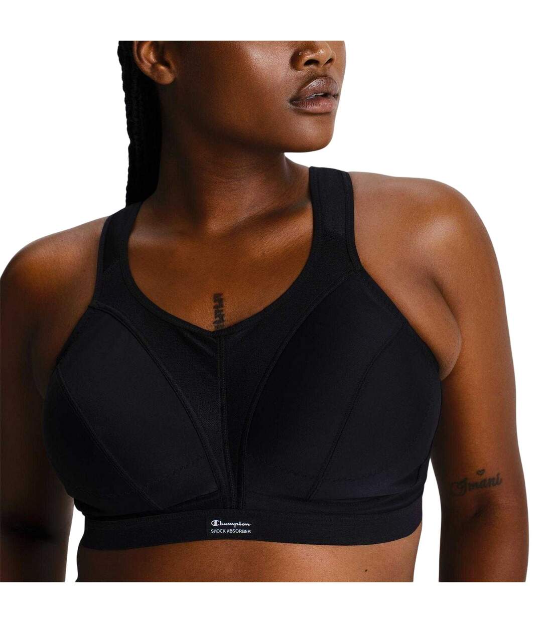 Womens/ladies D+ Max Shock Absorber Sports Bra Black Champion-4