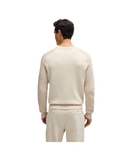 Mens Textured Knit Raglan Top White Boss