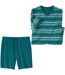 Men's Teal Cotton Pyjama Short Set