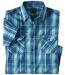Men's Poplin Checked Shirt - Turquoise and Blue