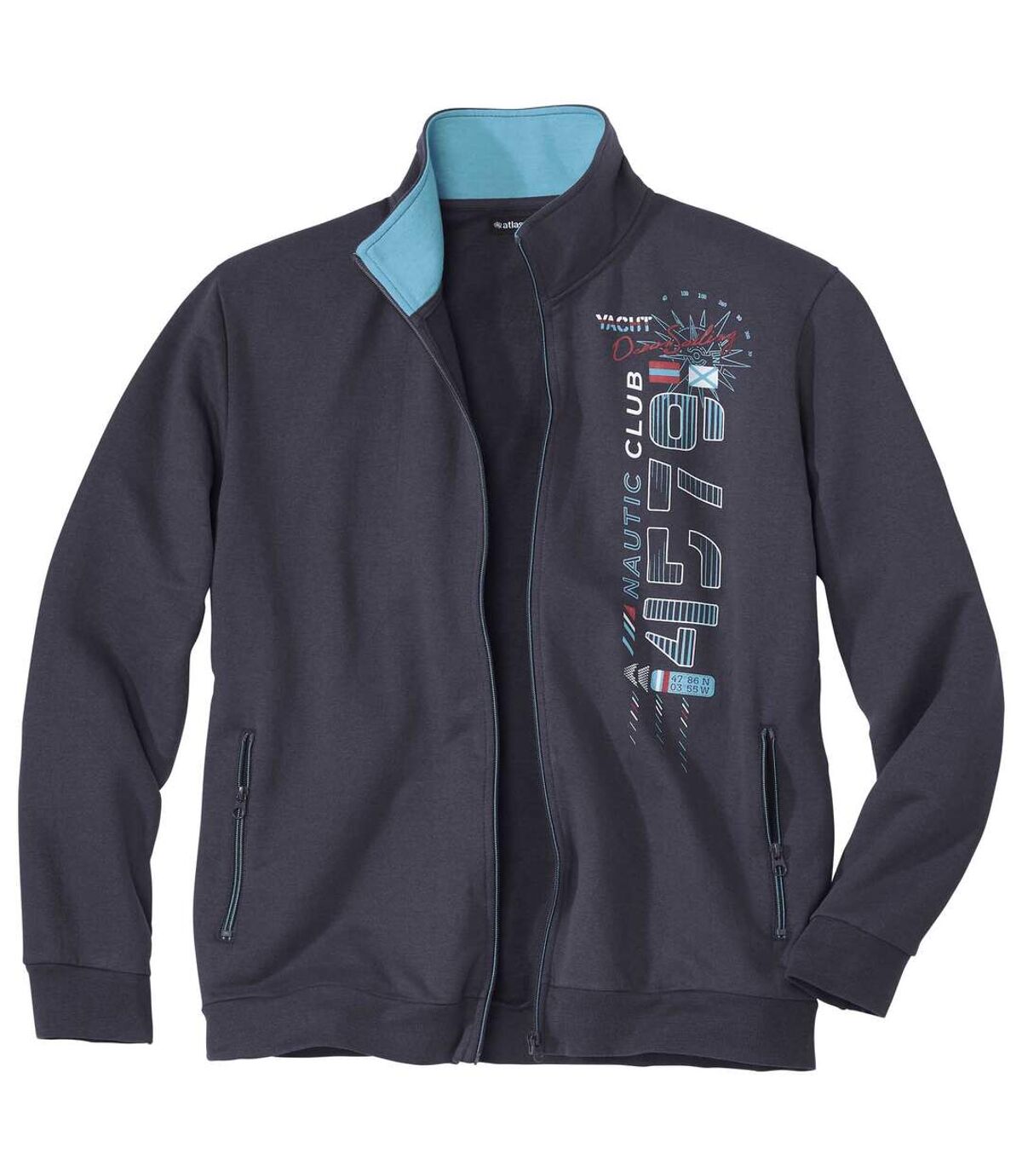 Men's Full Zip Brushed Fleece Jacket - Blue Atlas For Men