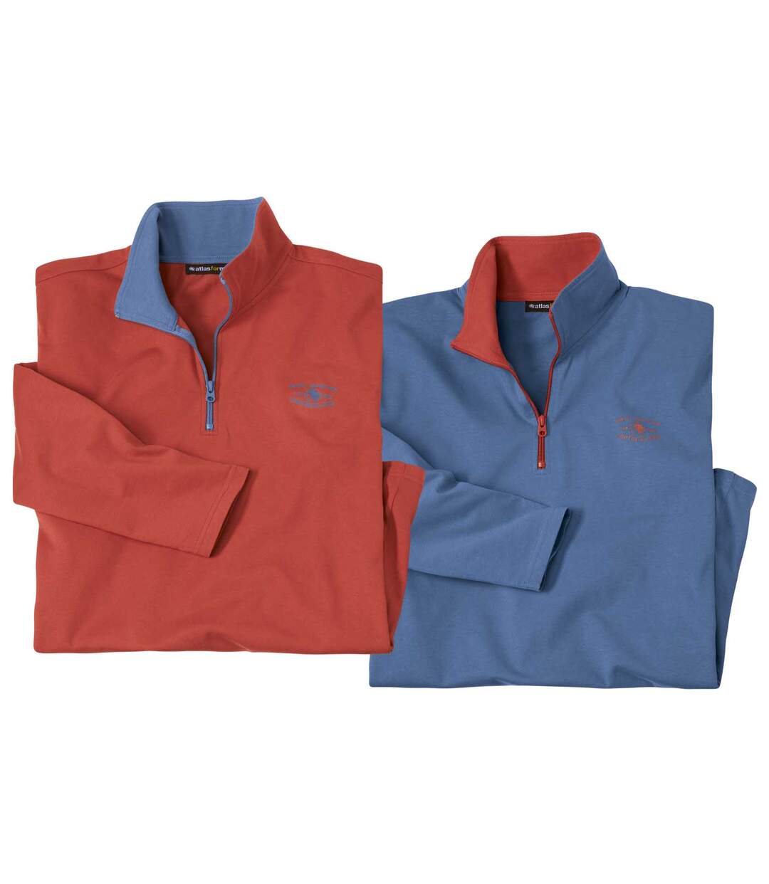 Pack of 2 Men's Half Zip Tops - Terracotta Blue-1