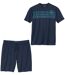 Men's Navy Patterned Pajama Short Set