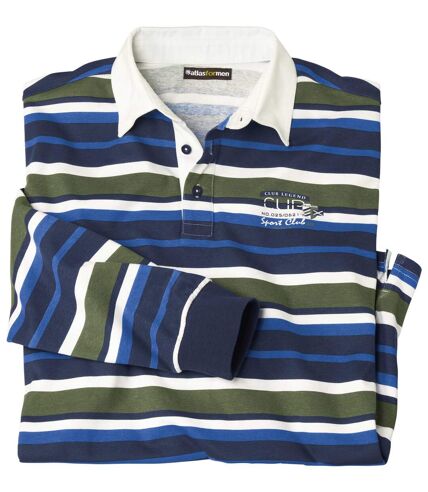 Men's Blue Striped Polo Shirt