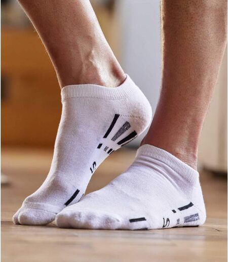 Pack of 4 Pairs of Men's Trainer Socks - White Black Grey
