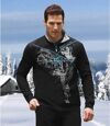 Men's Black Brushed Fleece Sweater - Half Zip Atlas For Men