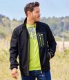 Men's Microfleece-Lined Softshell Jacket - Black Lime Green Atlas For Men