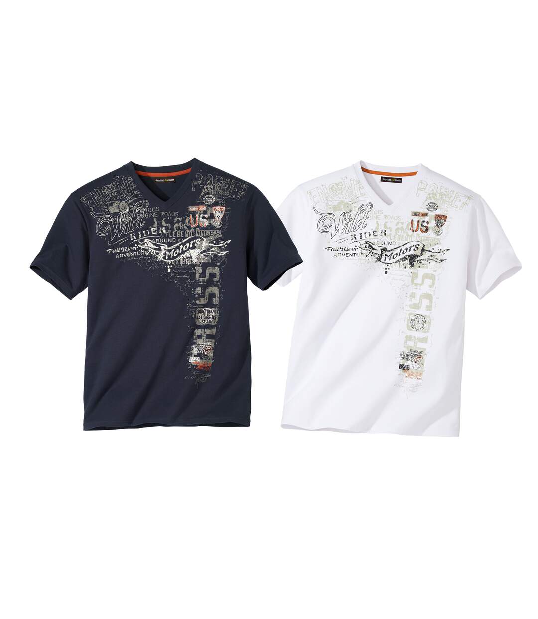 Lot de 2 Tee-Shirts Col V Imprimés Rider 