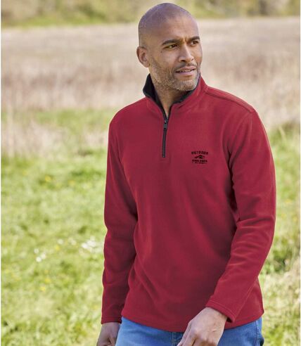 Pack of 2 Men's Half Zip Microfleece Sweaters - Black Red