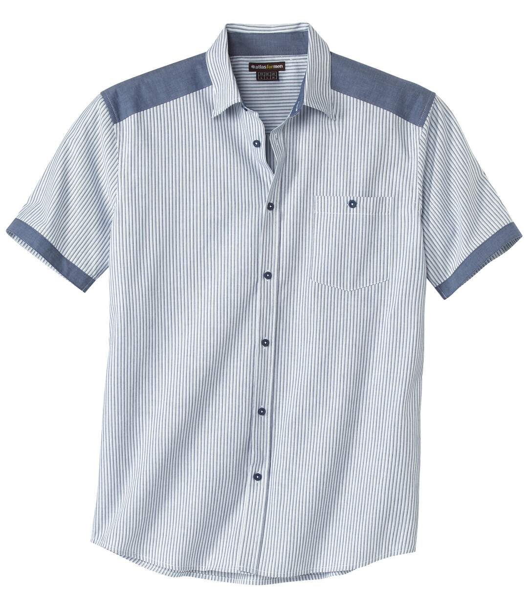 Men's Blue Casual Striped Poplin Shirt-2