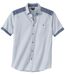 Men's Blue Casual Striped Poplin Shirt-2