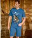 Men's Blue Cotton Pajama Short Set