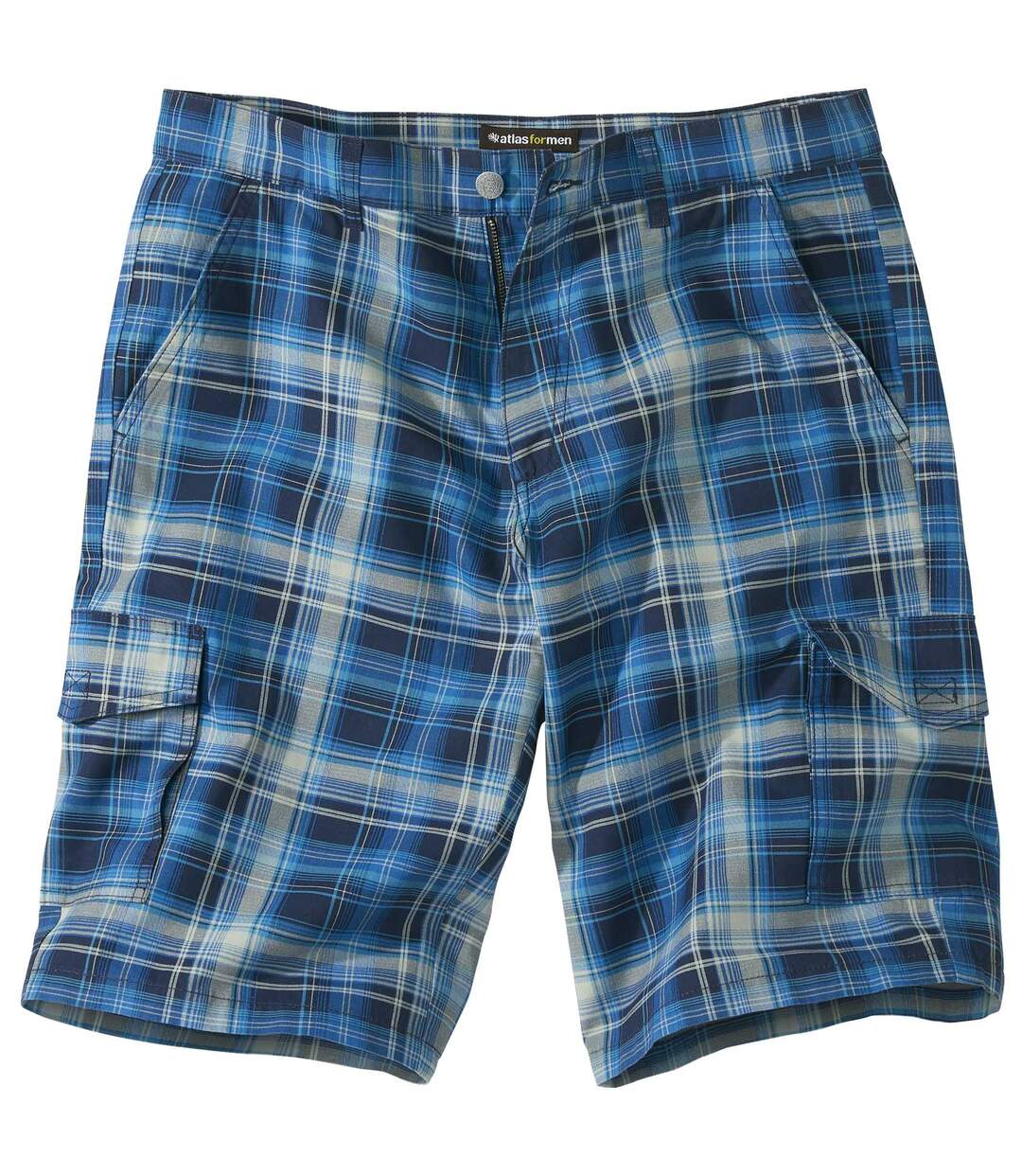 Men's Blue Checked Cargo Shorts | Atlas For Men