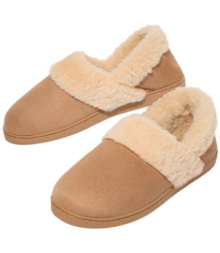 Women's Faux-Suede and Faux-Fur Slippers