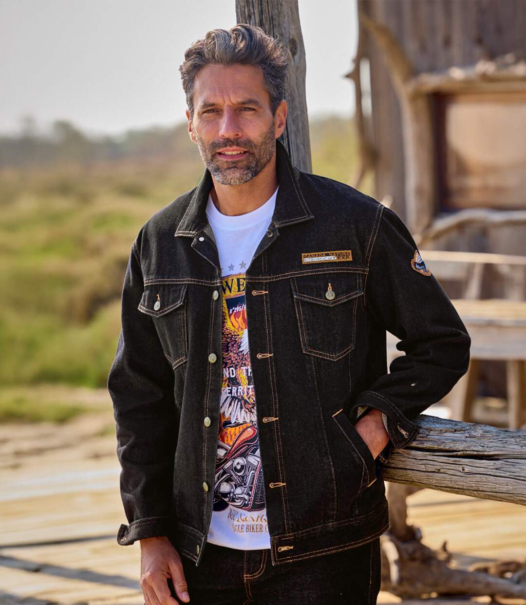 Men's Black Denim Jacket-2