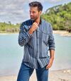 Men's Blue Striped Poplin Shirt Atlas For Men