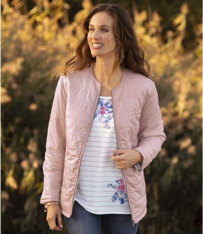Women's Reversible 2-in-1 Padded Jacket - Pink Floral