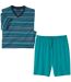 Men's Teal Striped Pyjama Short Set