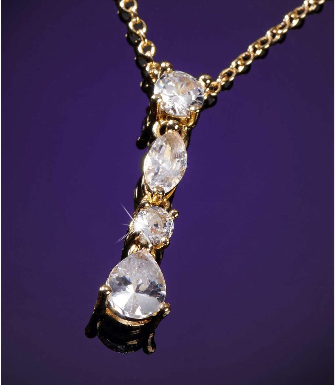 Women's Crystal Waterfall Necklace-4