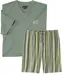 Men's Green Striped Pyjama Short Set-3