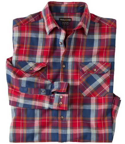 Men's Red & Blue Checked Flannel Shirt