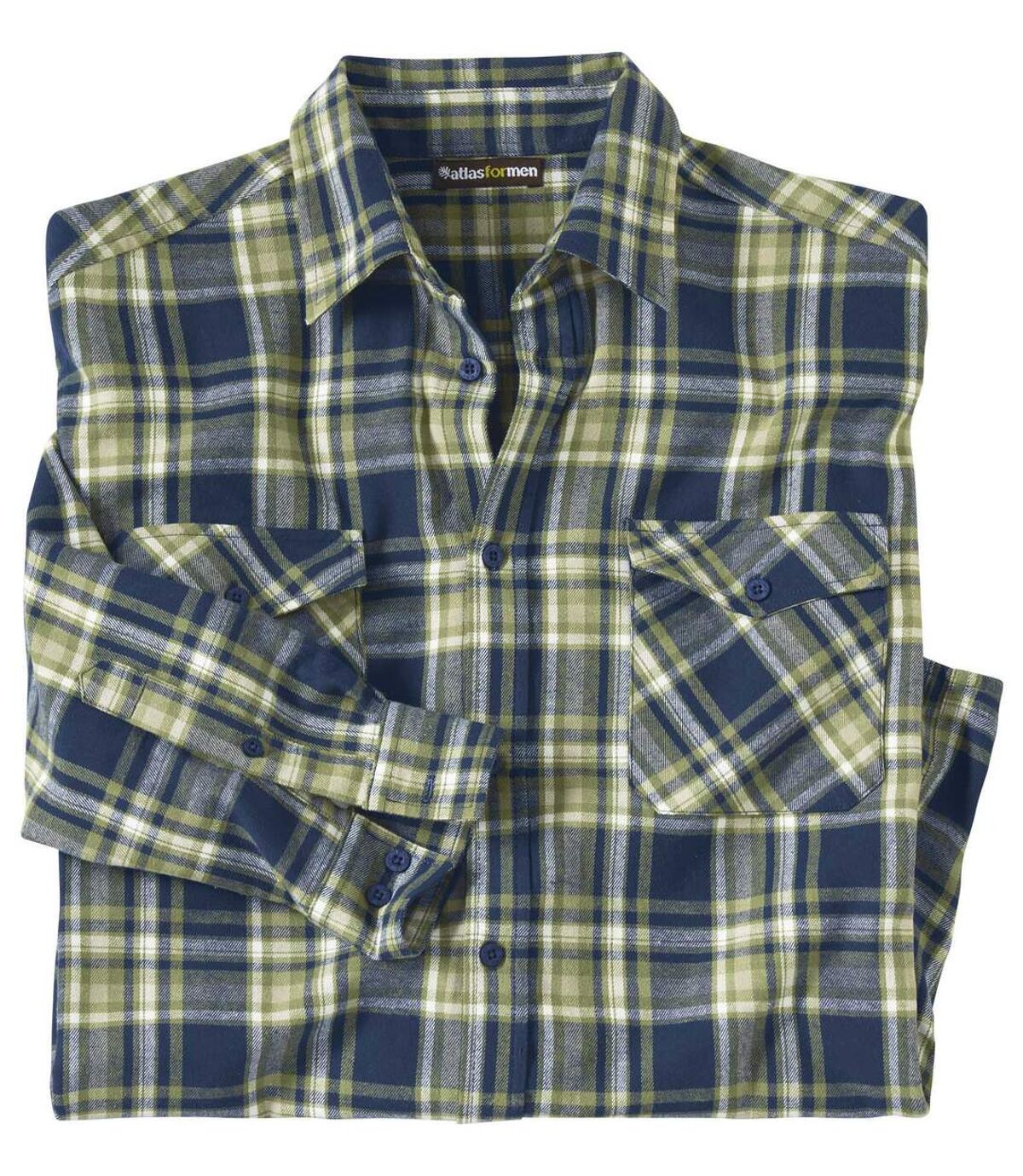 Men's Blue & Green Checked Flannel Shirt Atlas For Men