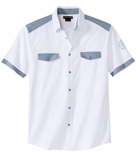 Fehér ing chambray anyagú részletekkel