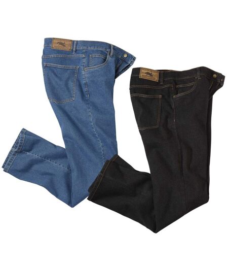 Sada modrých a černých strečových džínsů rovného střihu Regular